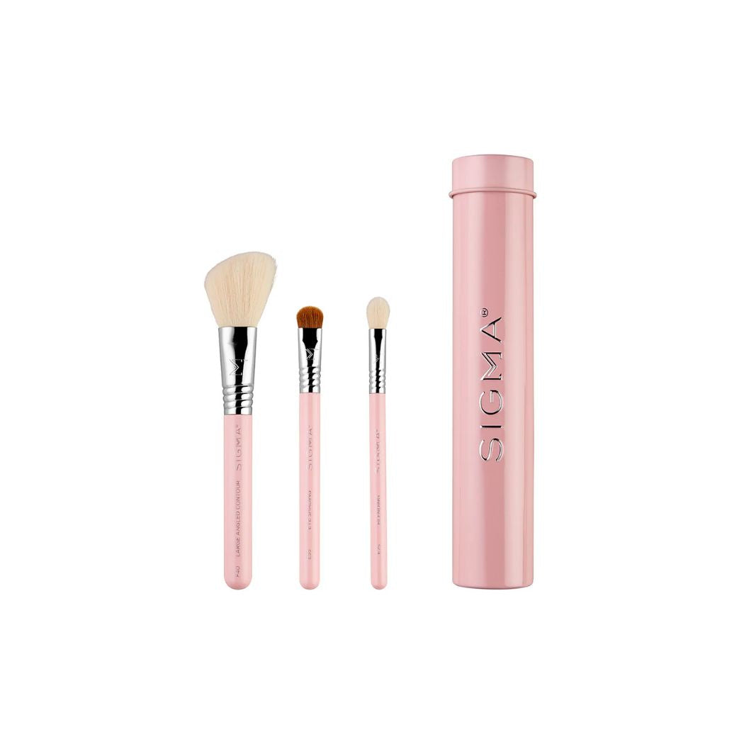 Sigma Beauty Essential Trio Brush Set Pink with Travel Tin