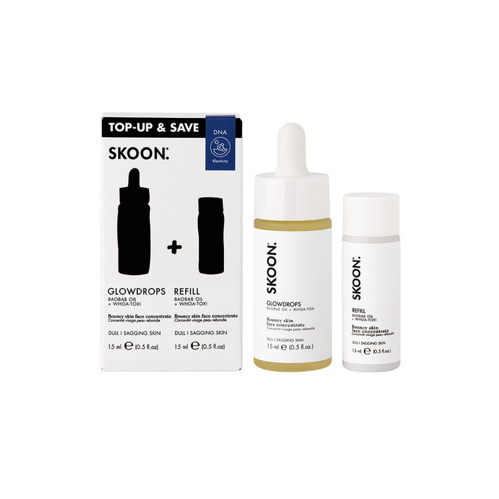 SKOON. Glowdrops Bouncy Skin Face Concentrate + Refill 15ml