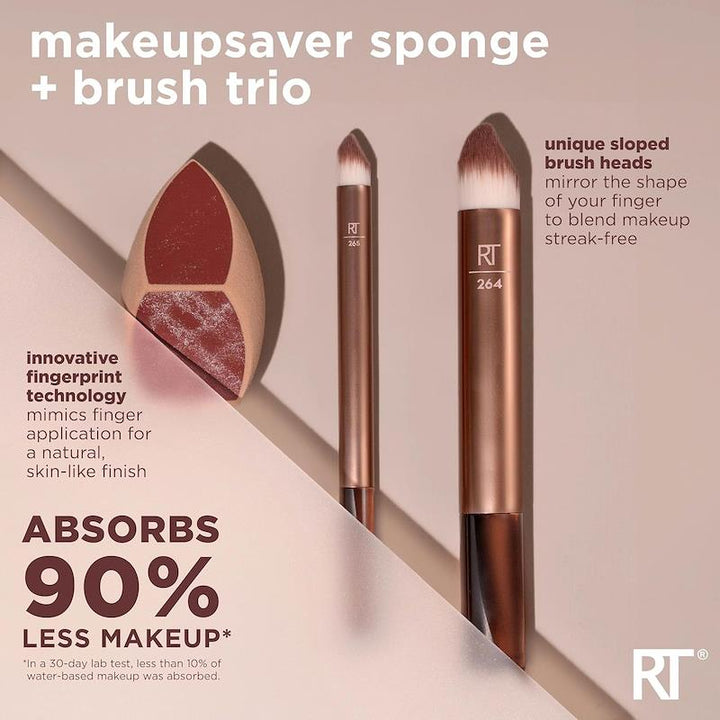 Real Techniques Makeup Saver Sponge + Brush Trio Set