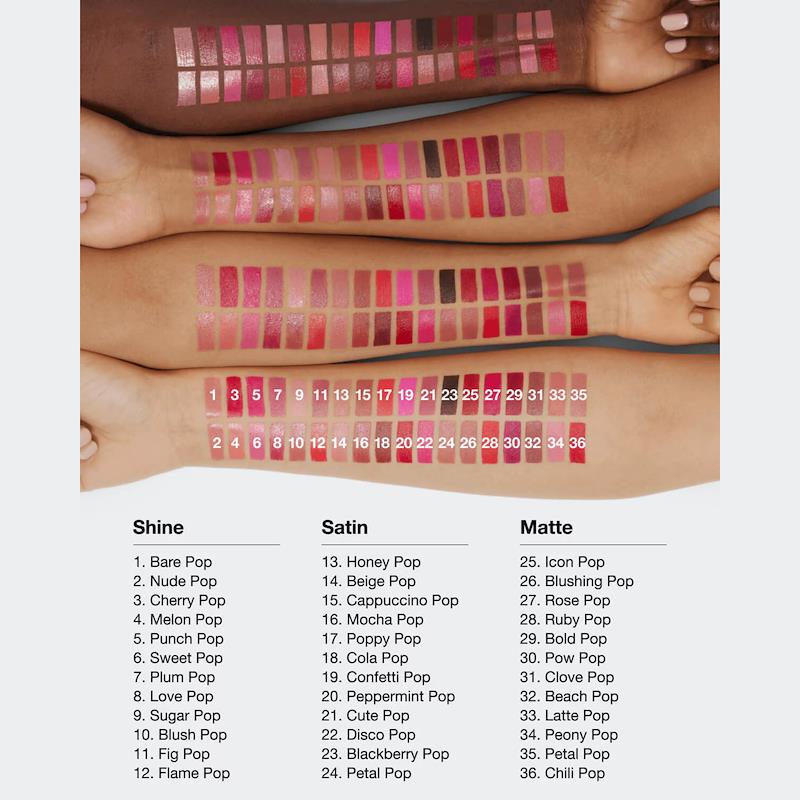 Clinique Pop Lipstick Satin Full-Coverage Long-Lasting Rich Pigment