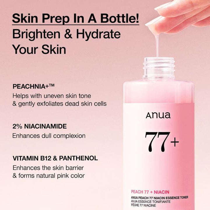 Anua Peach 77+ Niacin Essence Toner 250ml Brightening Facial Treatment